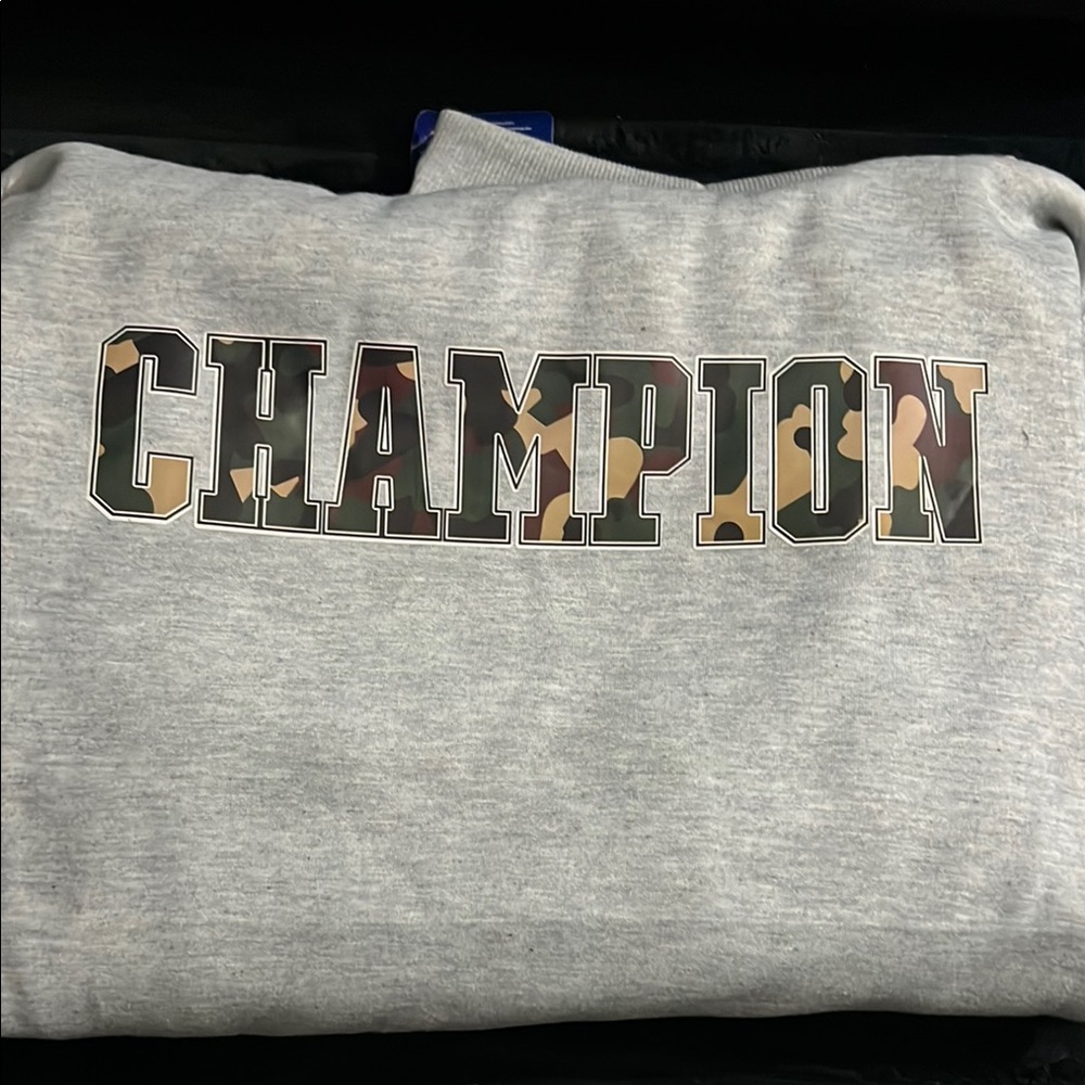 Champion Gray Sweatshirt with Camo Logo